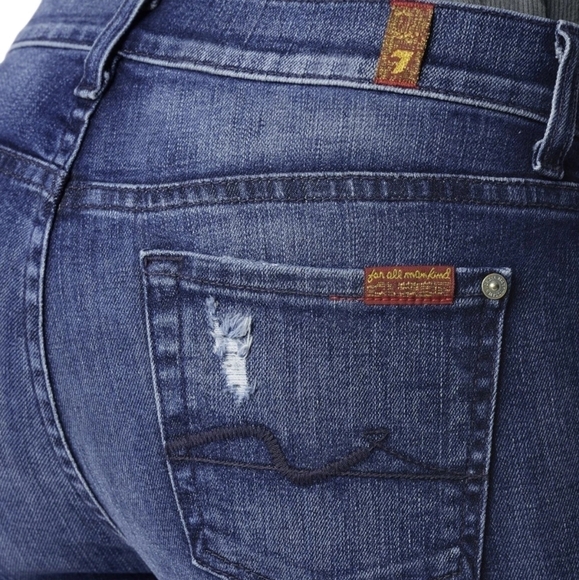 7 for all Mankind Ankle Skinny Jeans Lake Blue Size 24 - Picture 3 of 5